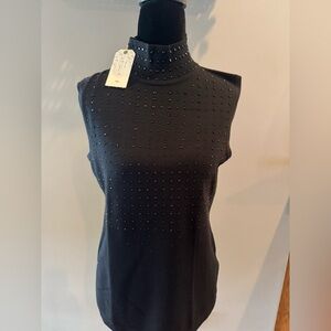Black Studded Sleeveless Top